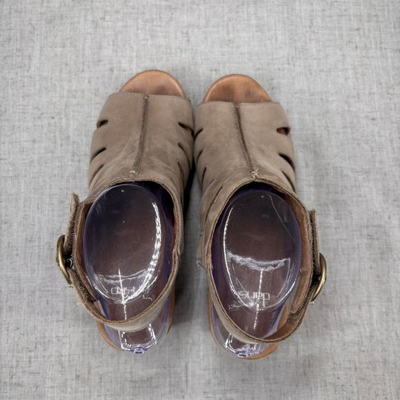 Dansko Demetra Heels Taupe Nubuck Leather Cagey Strappy Bootie Women’s EU 38 - Picture 7 of 11